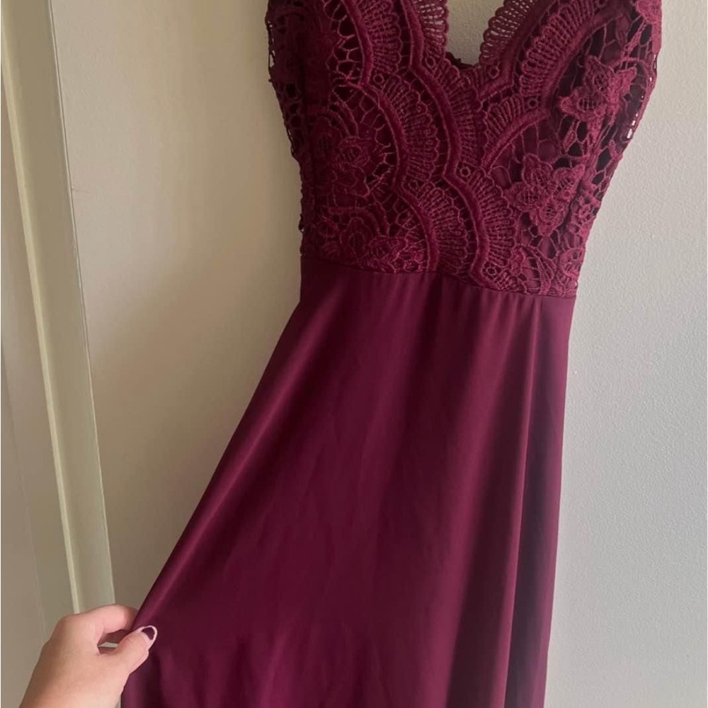 Lulu's Red Sleeveless V-Neck A-Line Maxi Dress